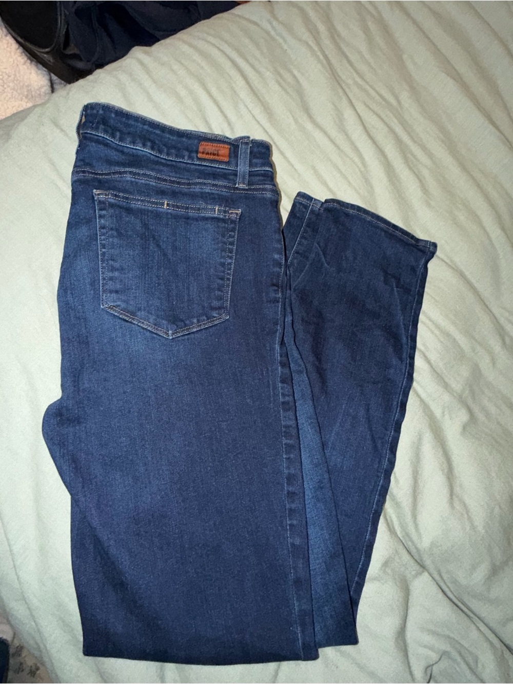 PAIGE Womens Skyline kinny Dark Blue Straight Leg Jeans